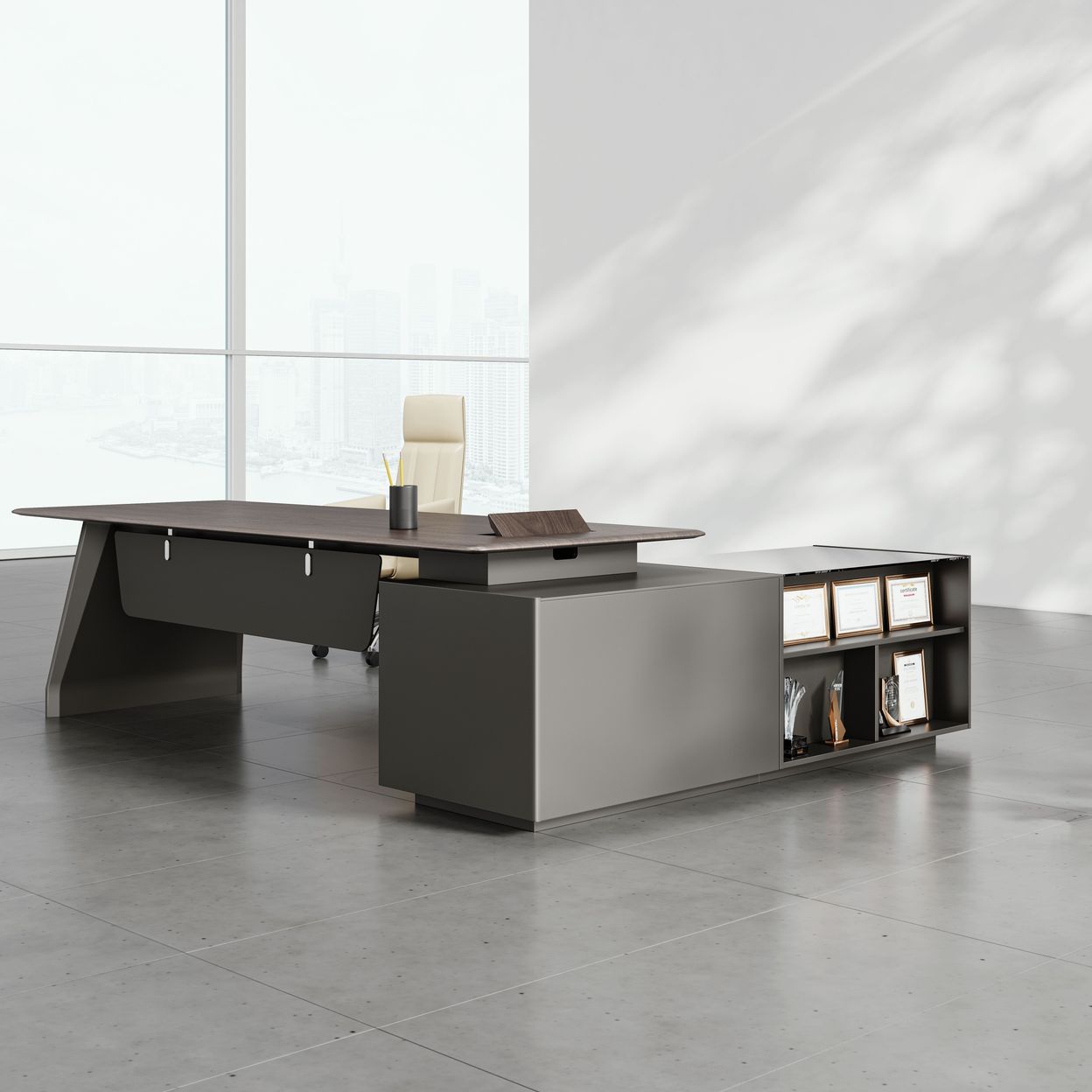 Купить Стол руководителя на опорной тумбе 2200*2050*750мм