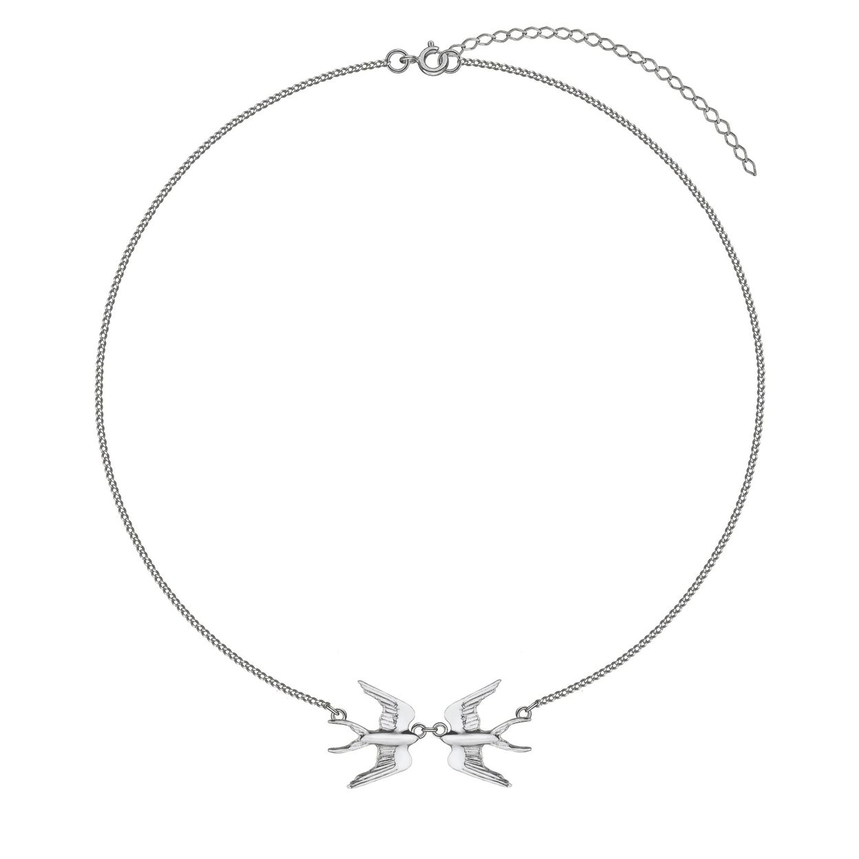 Купить MY SWALLOWS 2.0 Колье с двумя маленькими ласточками, платинирование