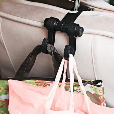 Купить Вешалка-крючок в машину на подголовник, два крючка, чёрный