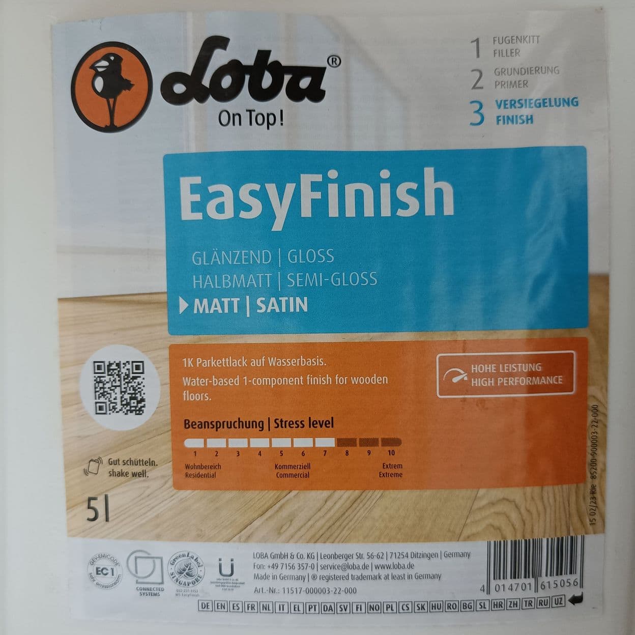 Купить Паркетный лак Lobadur WS EasyFinish матовый