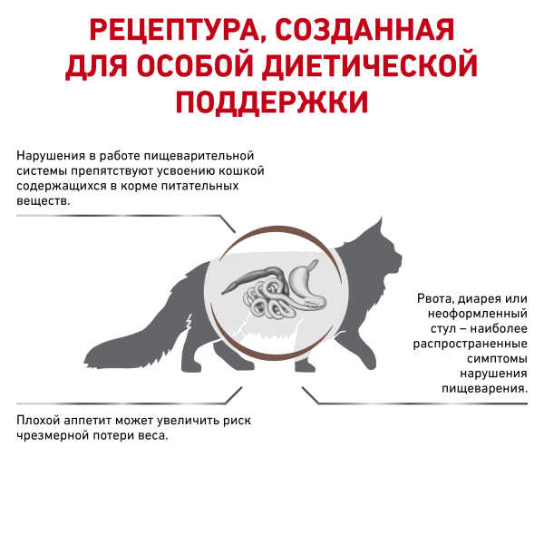 Купить Royal Canin Gastrointestinal диетический корм для взрослых кошек при острых расстройствах пищеварения, в реабилитационный период и при истощени