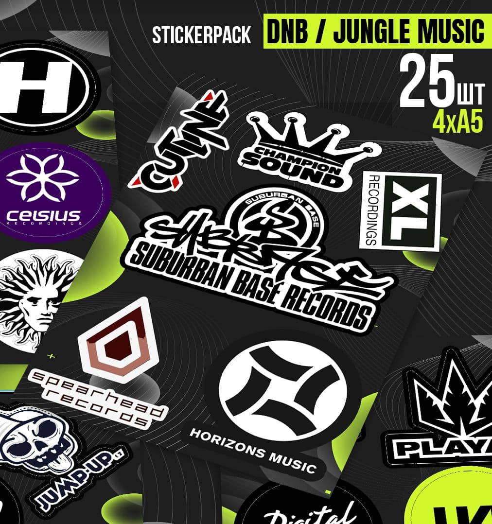 Купить Набор стикеров DRUM&BASS Stickerpack - наклейки посвященные джангл музыке