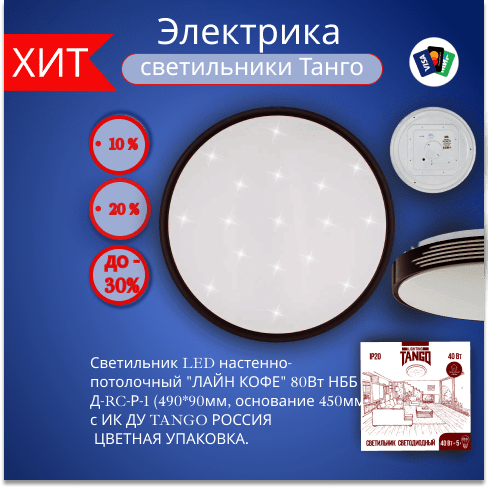 Купить Светильник LED настенно-потолочный "ЛАЙН КОФЕ" 80Вт