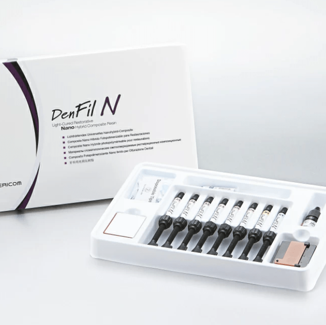 Купить DenFil N Полный набор 8 х 4 г (A1, A2, A3, A3.5, B1, C1, A2O, A3O,BC Plus) наногибридный  светоотверждаемый материал