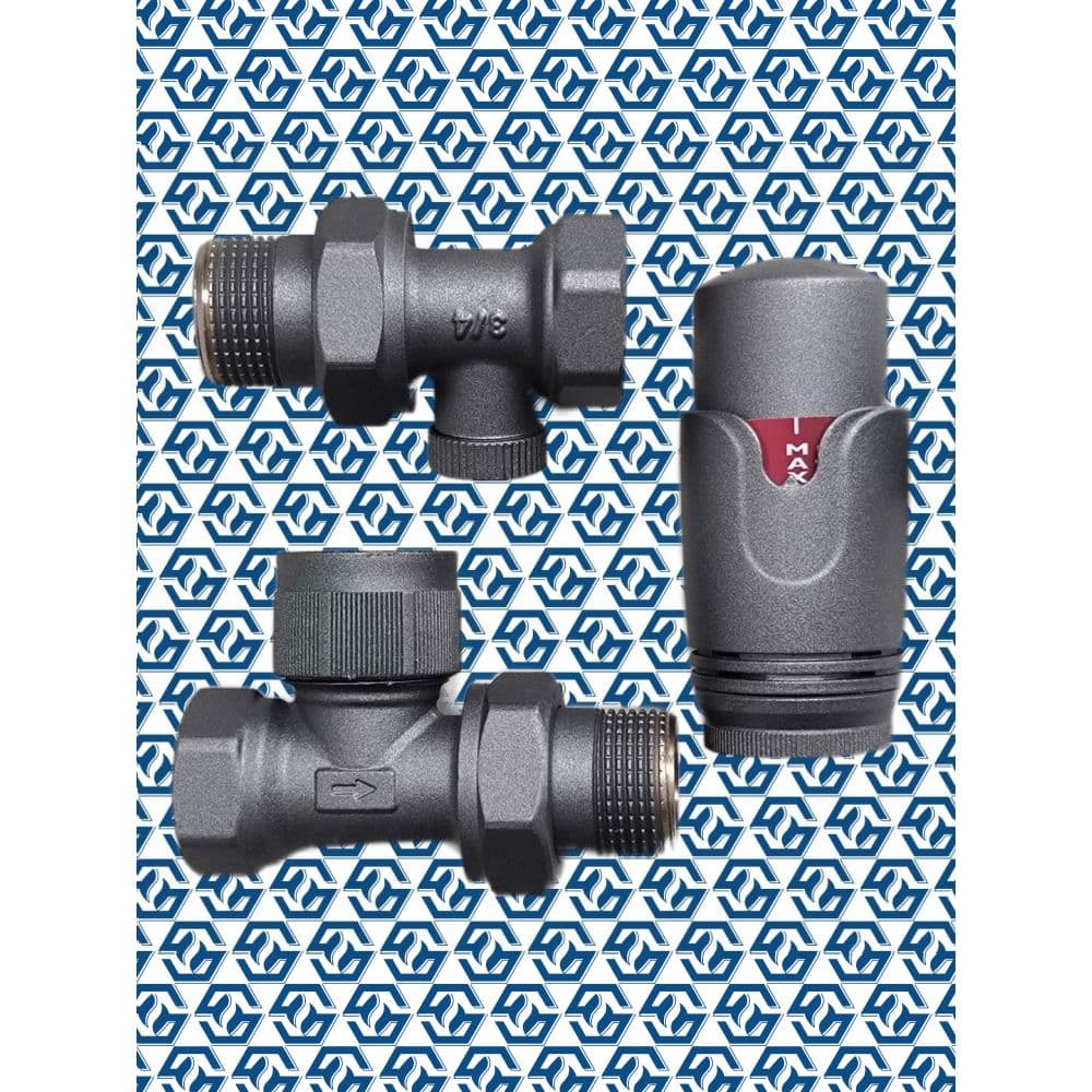 Купить Комплект проходной HS Deluxe DN20 ВН3/4 x НР3/4 с термостатической головой