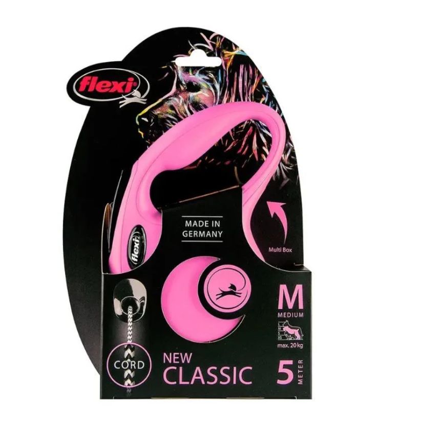Купить Поводок-рулетка для собак Flexi New Classic M 5м до 20кг, трос