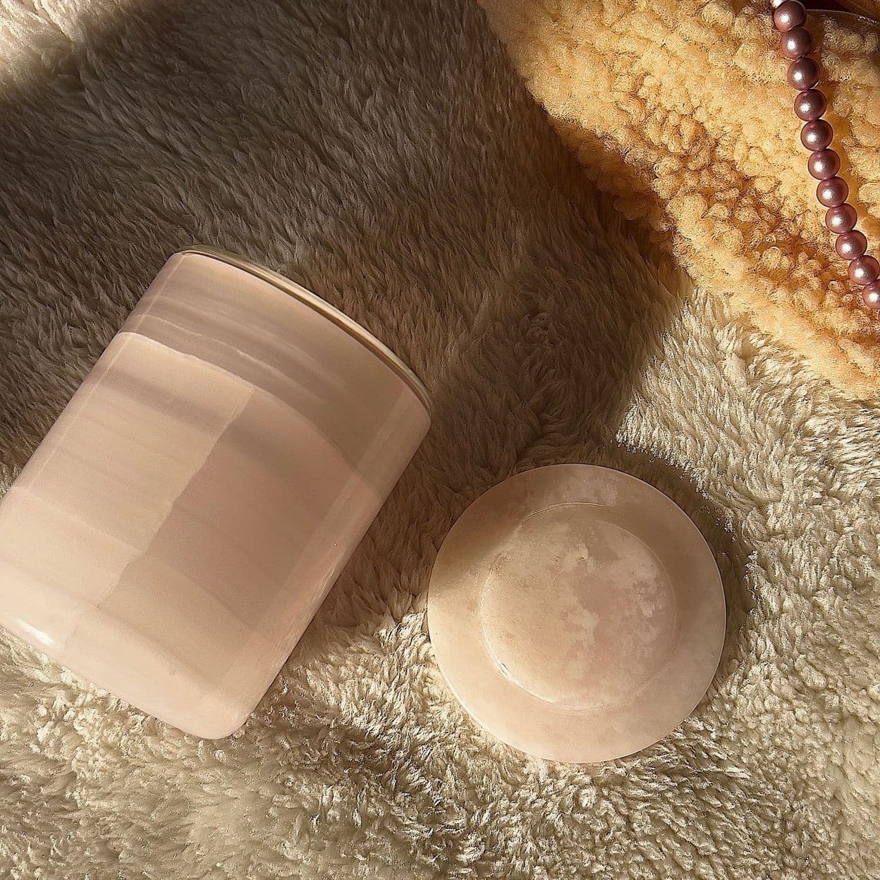Купить Свеча в стакане из оникса "Pink onyx"