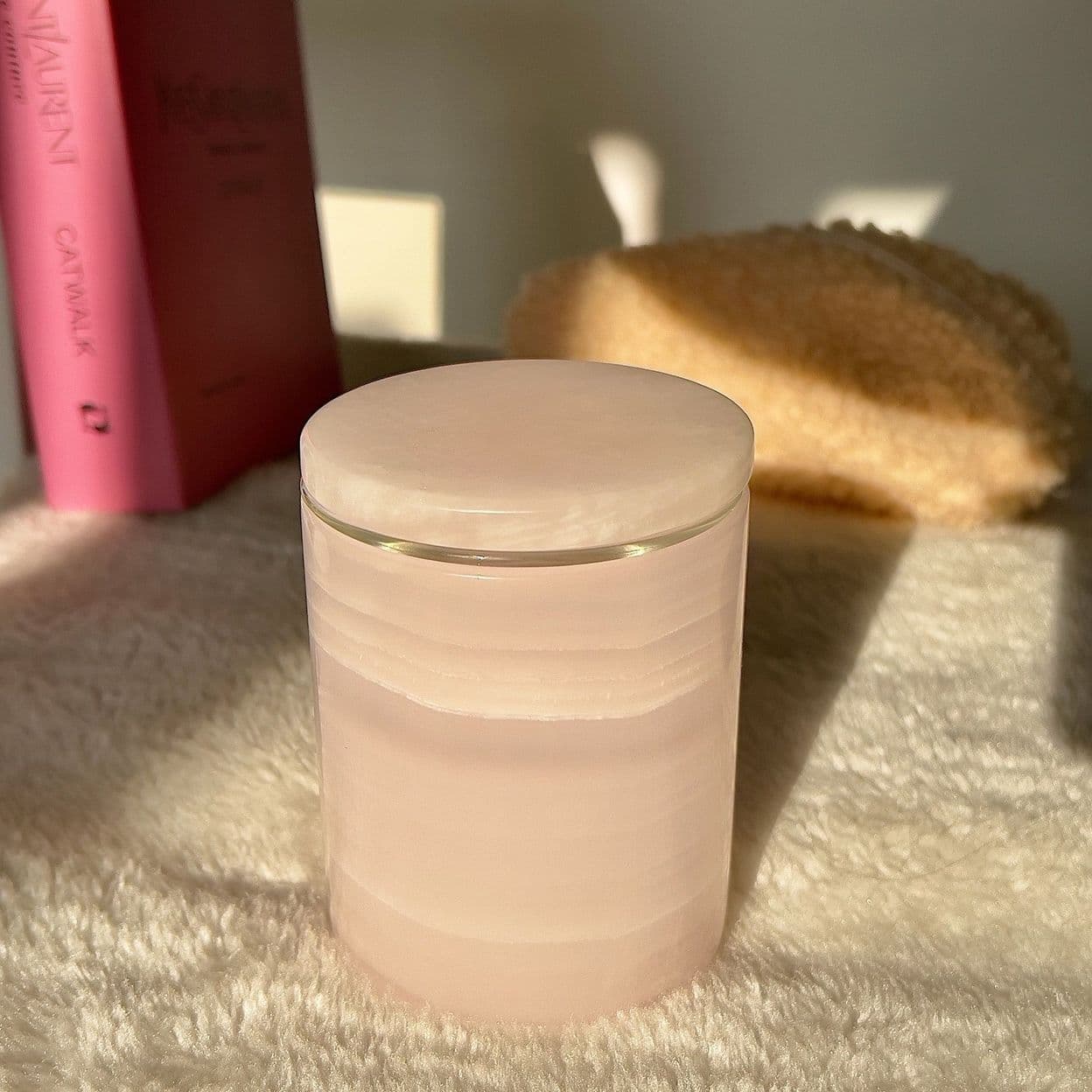 Купить Свеча в стакане из оникса "Pink onyx"