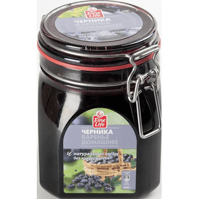Купить FINE LIFE ВАРЕНЬЕ ДОМАШНЕЕ ЧЕРНИКА 1 КГ. с доставкой на дом . Доставка продуктов Тюмень , доставка продуктов в Тюмени , dostavka-produktov-tyum