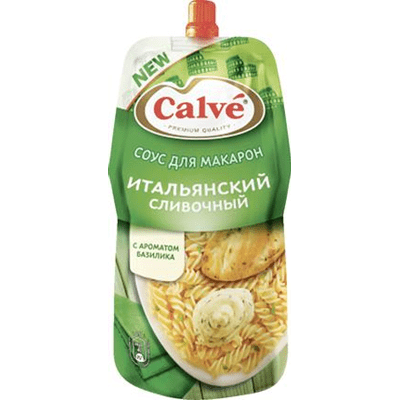 Купить СОУС ДЛЯ МАКАРОН CALVE ИТАЛЬЯНСКИЙ СЛИВОЧНЫЙ С АРОМАТОМ БАЗИЛИКА 230 Г. с доставкой на дом . Доставка продуктов Тюмень , доставка продуктов в Т