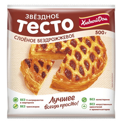 Купить ТЕСТО СЛОЕНОЕ ЗВЕЗДНЫЙ БЕЗДРОЖЖЕВОЕ 500 Г. Х 2 ШТ. доставка продуктов Тюмень . доставка продуктов в Тюмени . доставка фруктов Тюмень . доставка