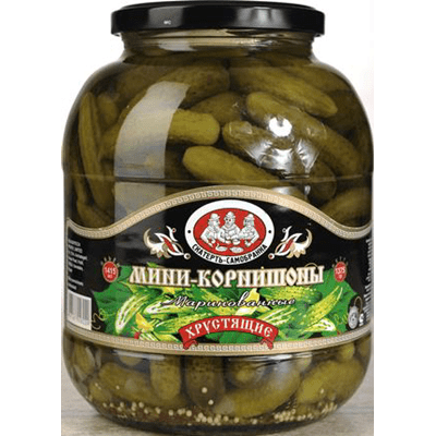 Купить МИНИ-КОРНИШОНЫ СКАТЕРТЬ-САМОБРАНКА МАРИНОВАННЫЕ 1415 МЛ. с доставкой на дом . Доставка продуктов Тюмень , доставка продуктов в Тюмени , dostavk
