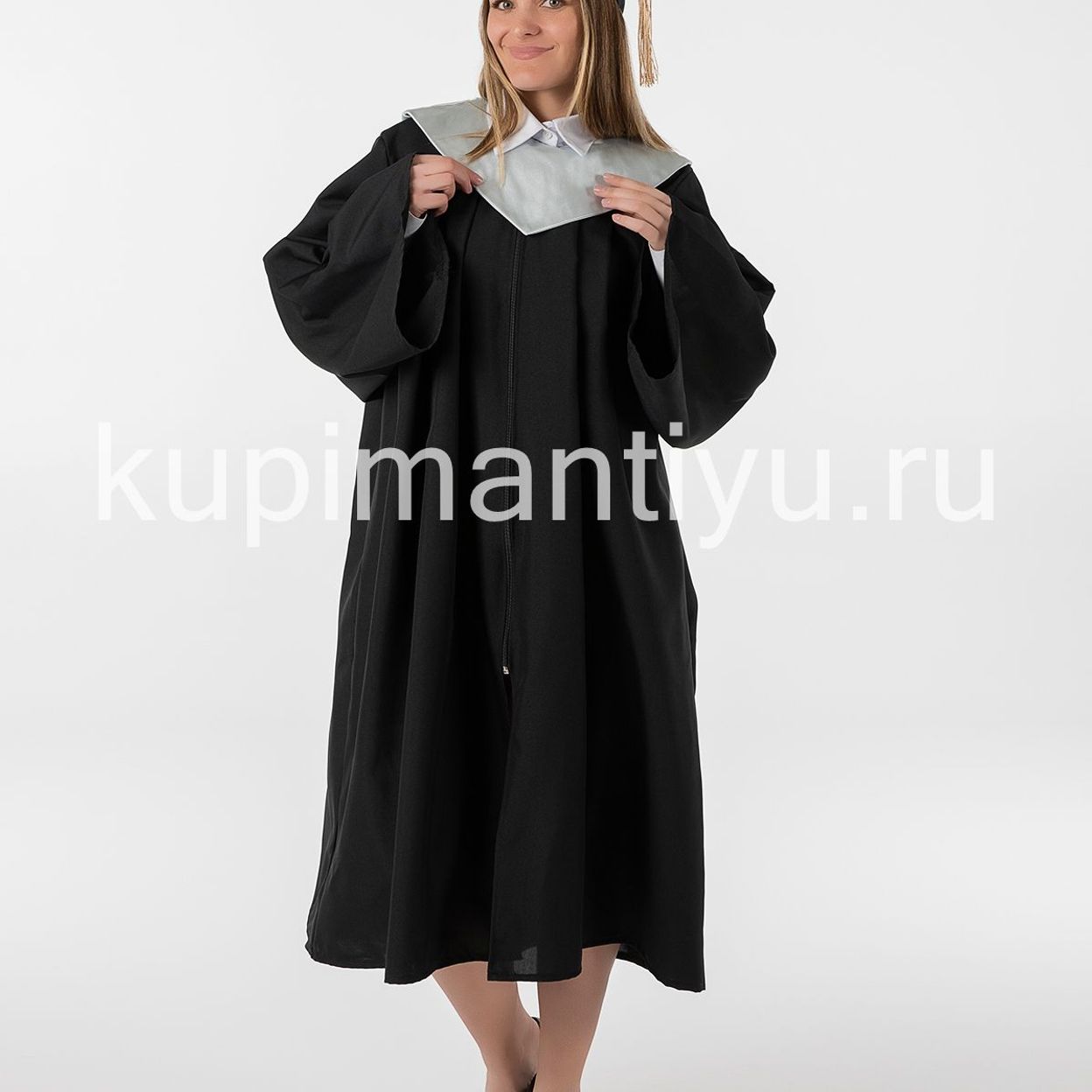 Купить Мантия магистра с шапочкой, розовая накидка серебряная