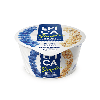 Купить ЙОГУРТ EPICA ГОЛУБИКА/ОВСЯНЫЕ ХЛОПЬЯ 1,5% .  доставка продуктов тюмень . доставка продуктов в тюмени . доставка фруктов тюмень . доставка фрукт