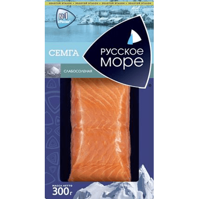 Купить СЕМГА РУССКОЕ МОРЕ ФИЛЕ КУСОК СЛАБОСОЛ. 300 Г. Доставка продуктов Тюмень . Рыба Тюмень . Доставка продуктов в Тюмени