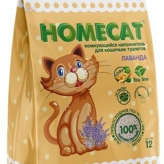 Купить HOMECAT Ecoline Лаванда 12 л комкующийся наполнитель для кошачьих туалетов с ароматом лаванды 