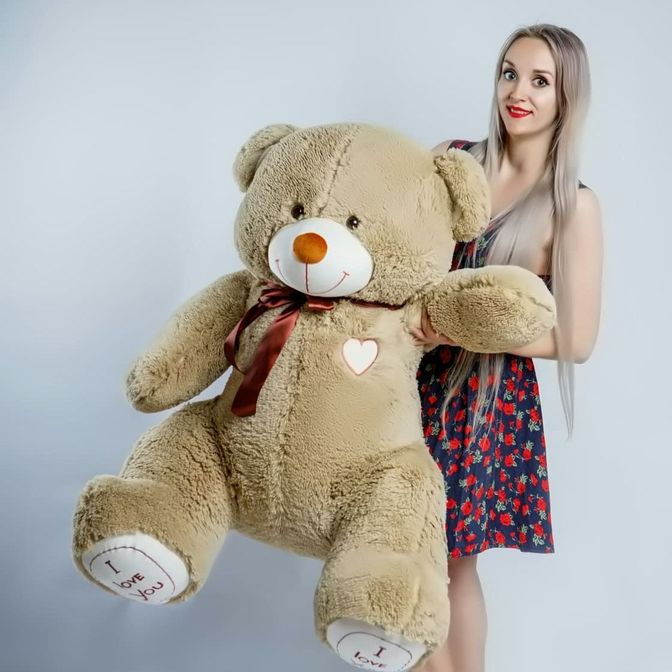 Плюшевый Медведь "Love" 160 см Бежевый
