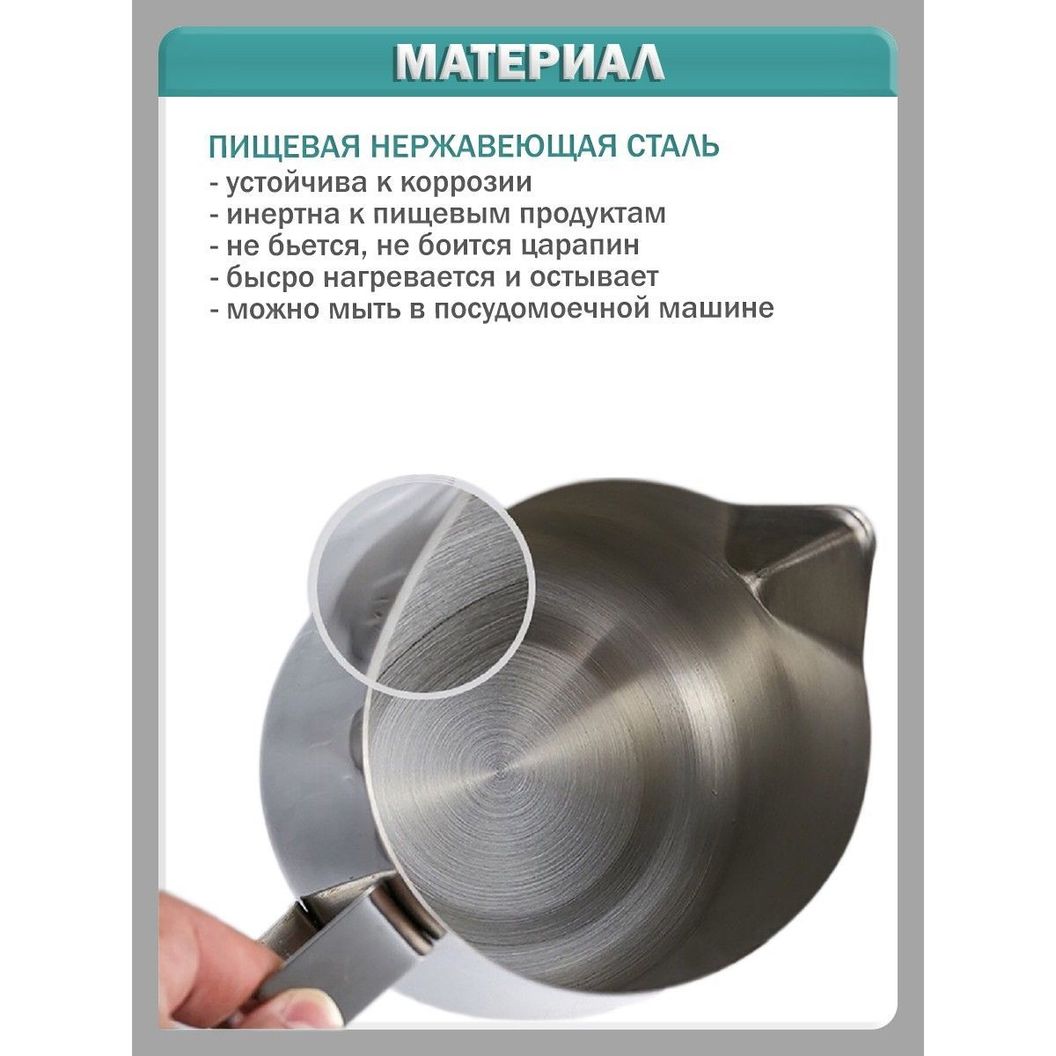 Купить Питчер для молока, молочник с мерной шкалой из пищевая нержавеющей стали - 900 мл