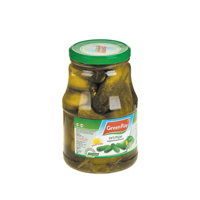Купить ОГУРЦЫ МАРИНОВАННЫЕ GREEN RAY 1,8 КГ. с доставкой на дом . Доставка продуктов Тюмень , доставка продуктов в Тюмени , dostavka-produktov-tyumen 
