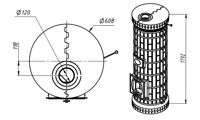 Купить Печь отопительная "ЛАДУШКА" в амфиболите