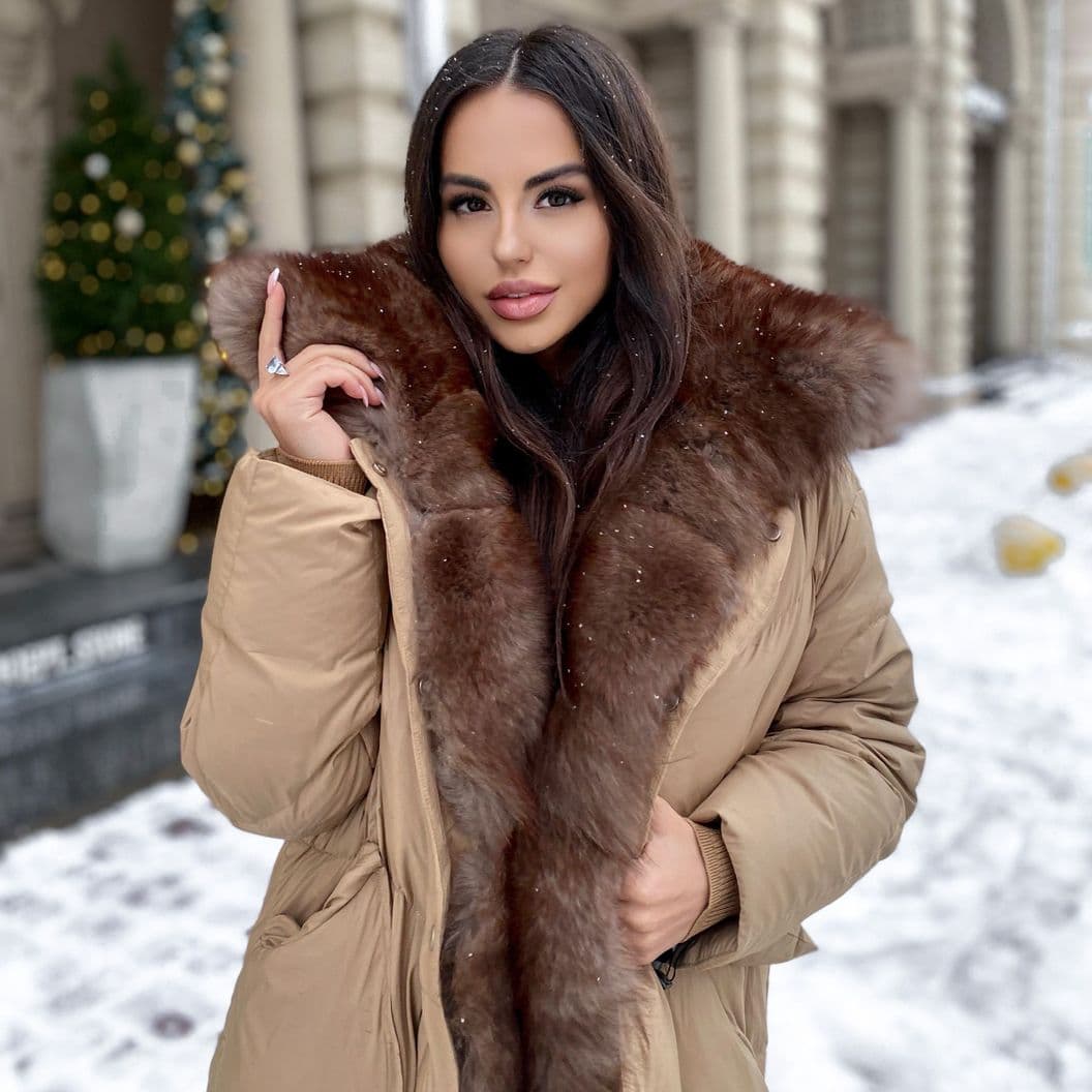 Купить Пуховик с мехом куницы