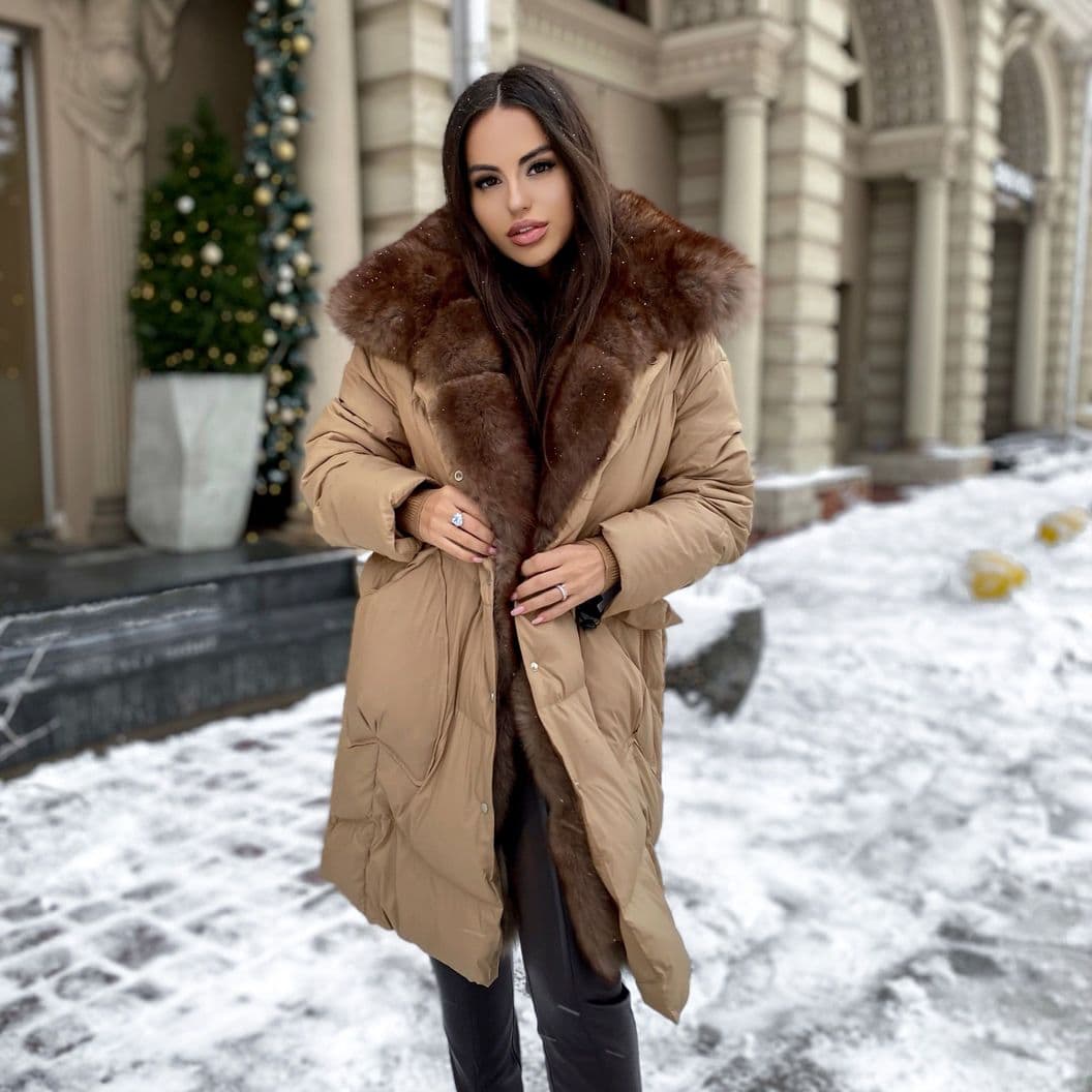 Купить Пуховик с мехом куницы