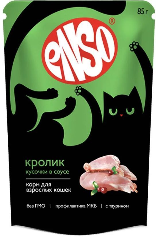 Купить Корм влажный ENSO полнорационный для любых кошек, кусочки в соусе все вкус по 4 шт (24 шт)