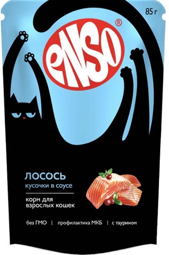 Купить Корм влажный ENSO полнорационный для любых кошек, кусочки в соусе все вкус по 4 шт (24 шт)