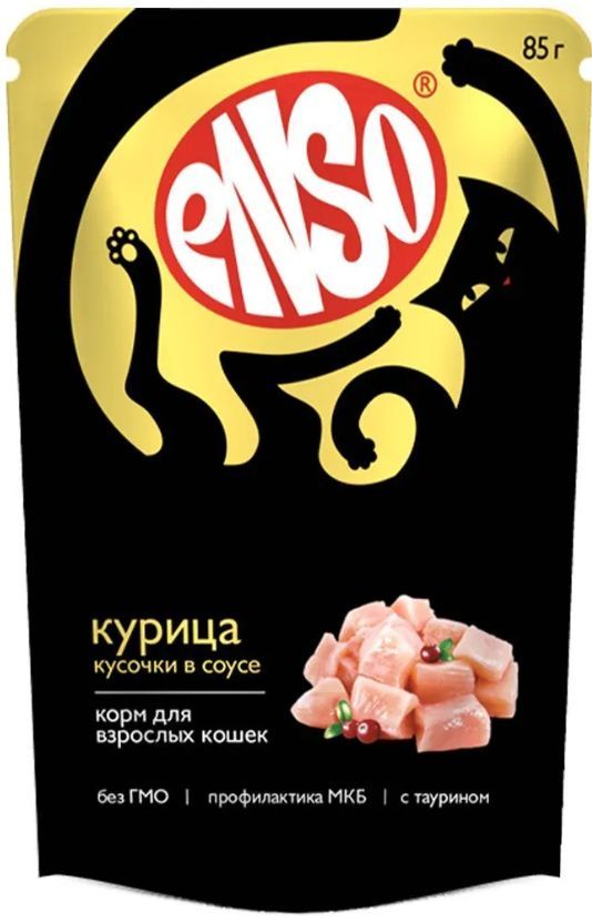 Купить Корм влажный ENSO полнорационный для любых кошек, кусочки в соусе все вкус по 4 шт (24 шт)