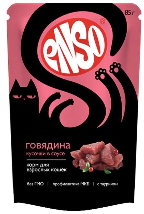Купить Корм влажный ENSO полнорационный для любых кошек, кусочки в соусе все вкус по 4 шт (24 шт)