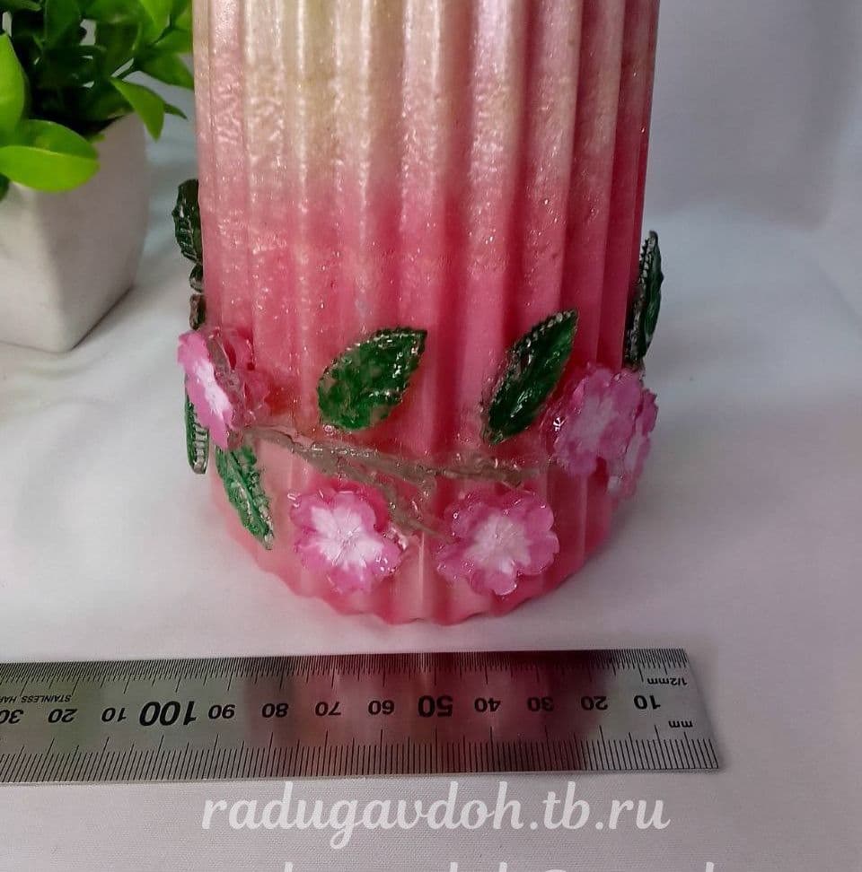 Купить 2 за 1 покупку! Ваза розовая с цветами с подарком "Сакура" (в подарок маленькая шкатулка)