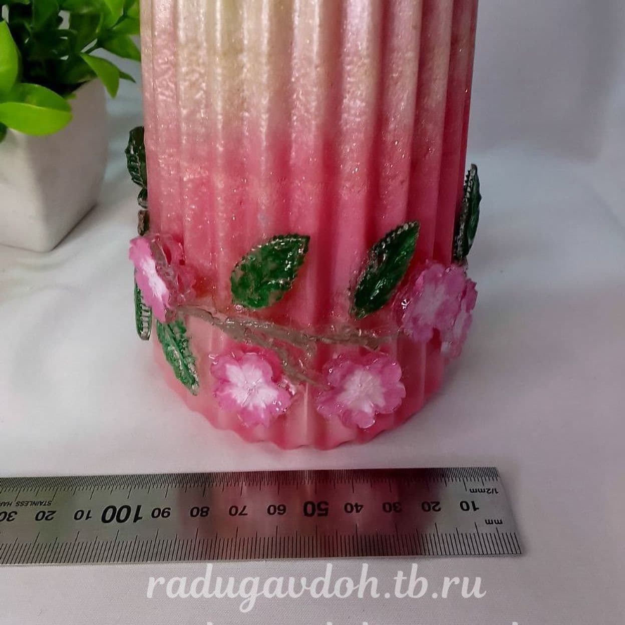 Купить Ваза розовая с цветами       "Сакура" (в подарок маленькая шкатулка) — Копия