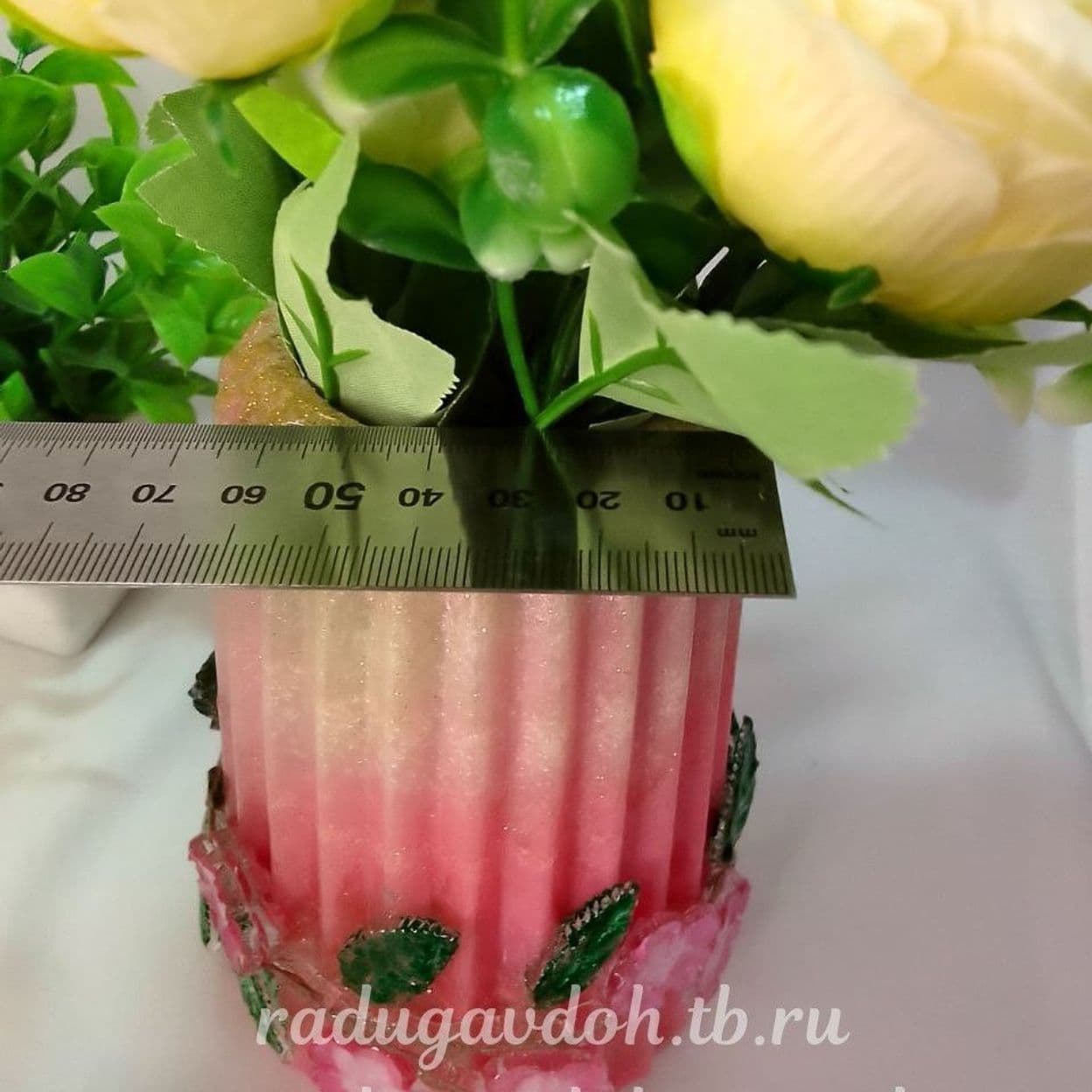 Купить Ваза розовая с цветами       "Сакура" (в подарок маленькая шкатулка) — Копия