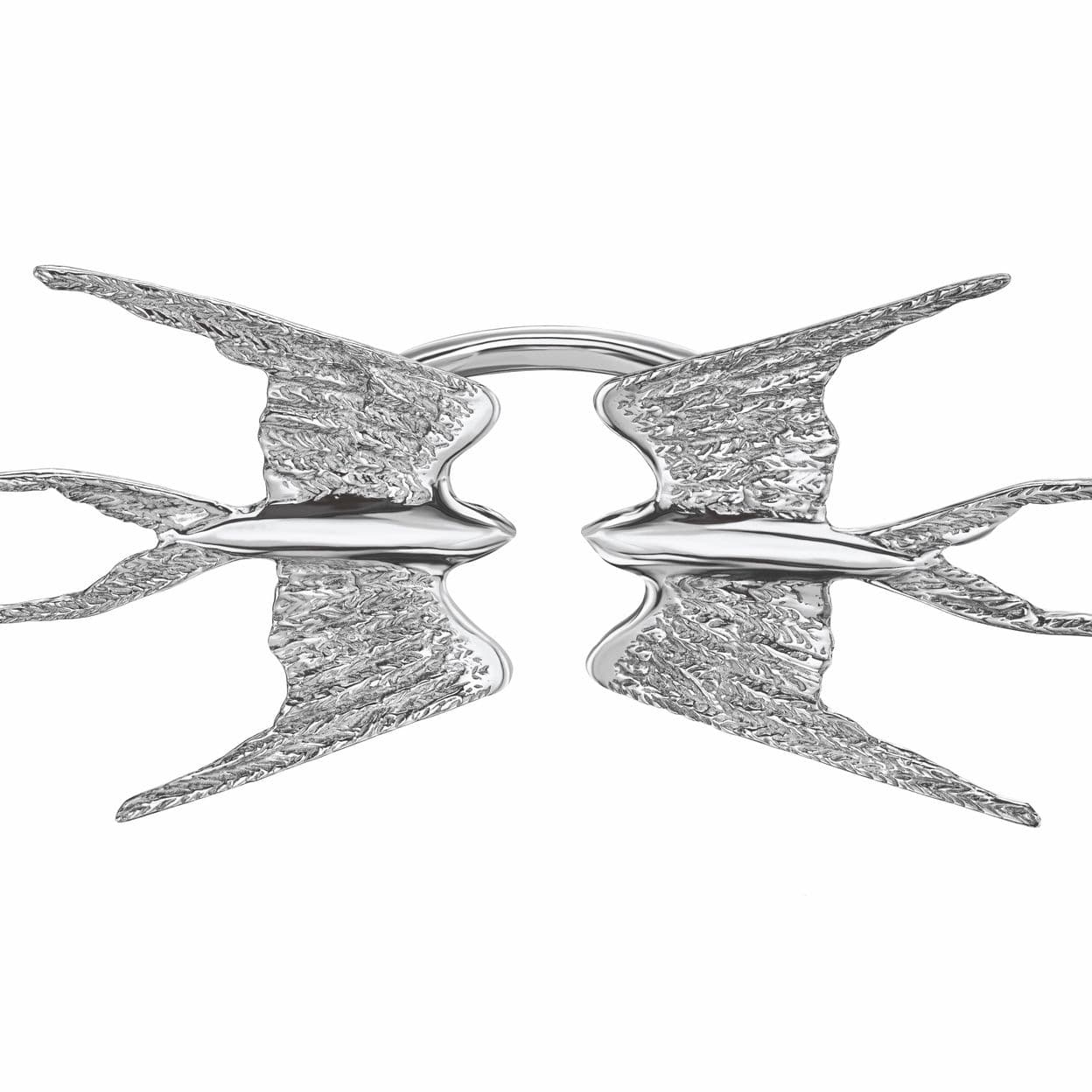 Купить MY SWALLOWS 2.0 Кольцо безразмерное с большими ласточками, платинирование