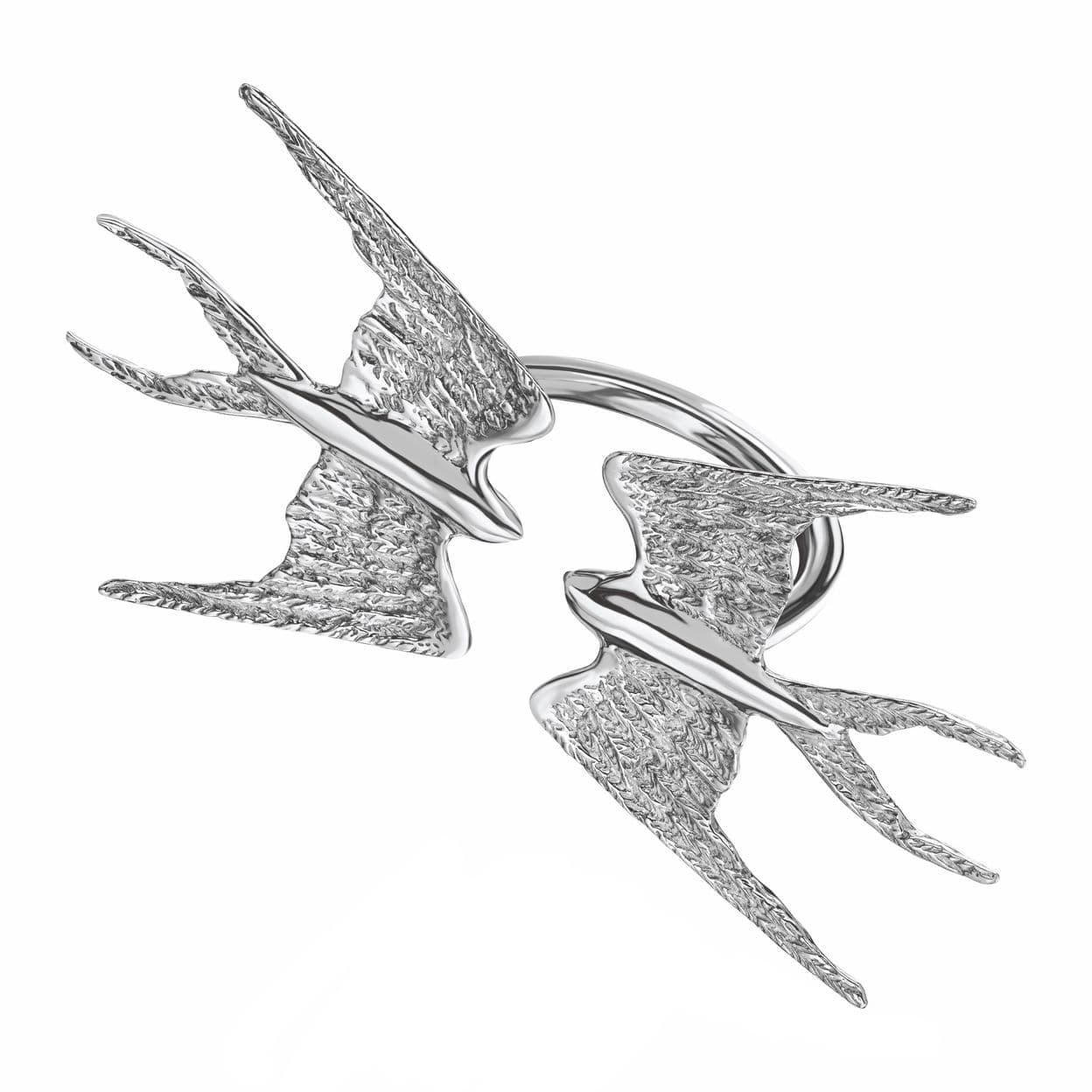 Купить MY SWALLOWS 2.0 Кольцо безразмерное с большими ласточками, платинирование