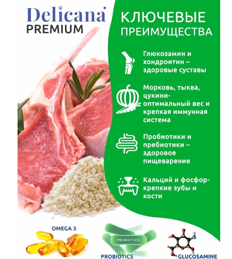 Купить Delicana сухой корм для взрослых собак КРУПНЫХ ПОРОД с