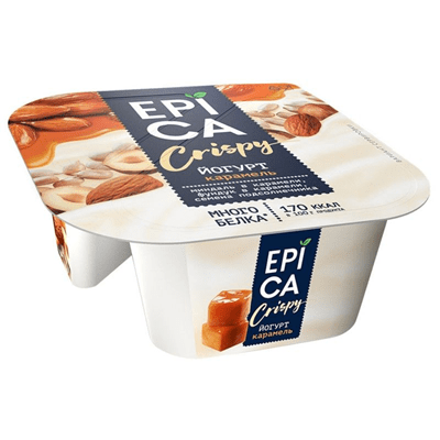 Купить  ЙОГУРТ EPICA CRISPY КАРАМЕЛЬ 140 Г. с доставкой на дом . Доставка продуктов Тюмень , доставка продуктов в Тюмени , dostavka-produktov-tyumen ,
