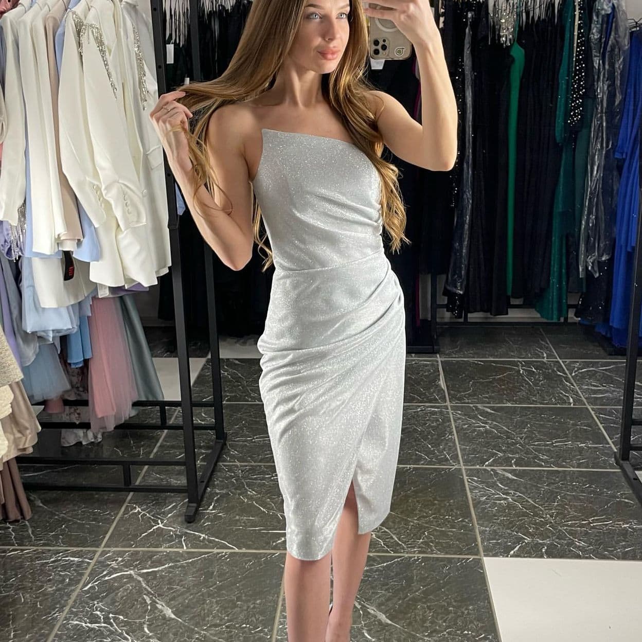 Купить Платье миди из сверкающей ткани