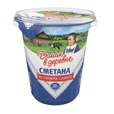 Купить СМЕТАНА ДОМИК В ДЕРЕВНЕ 20% 330 Г . доставка продуктов тюмень . доставка продуктов в тюмени . доставка фруктов тюмень . доставка фруктов в тюме