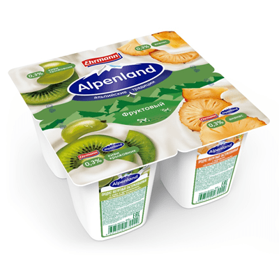 Купить ЙОГУРТ EHRMANN ALPENLAND ФРУКТОВЫЙ АНАНАС-КИВИ-КРЫЖОВНИК 4 ШТ. Х 95 Г. с доставкой на дом . Доставка продуктов Тюмень , доставка продуктов в Тю