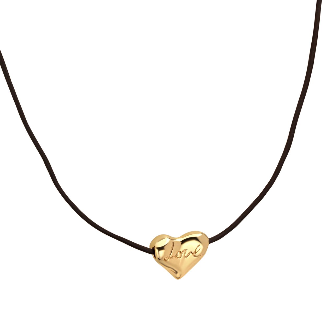 Купить LOVE ALWAYS WINS Чокер на шнурке с сердцем LOVE, позолота