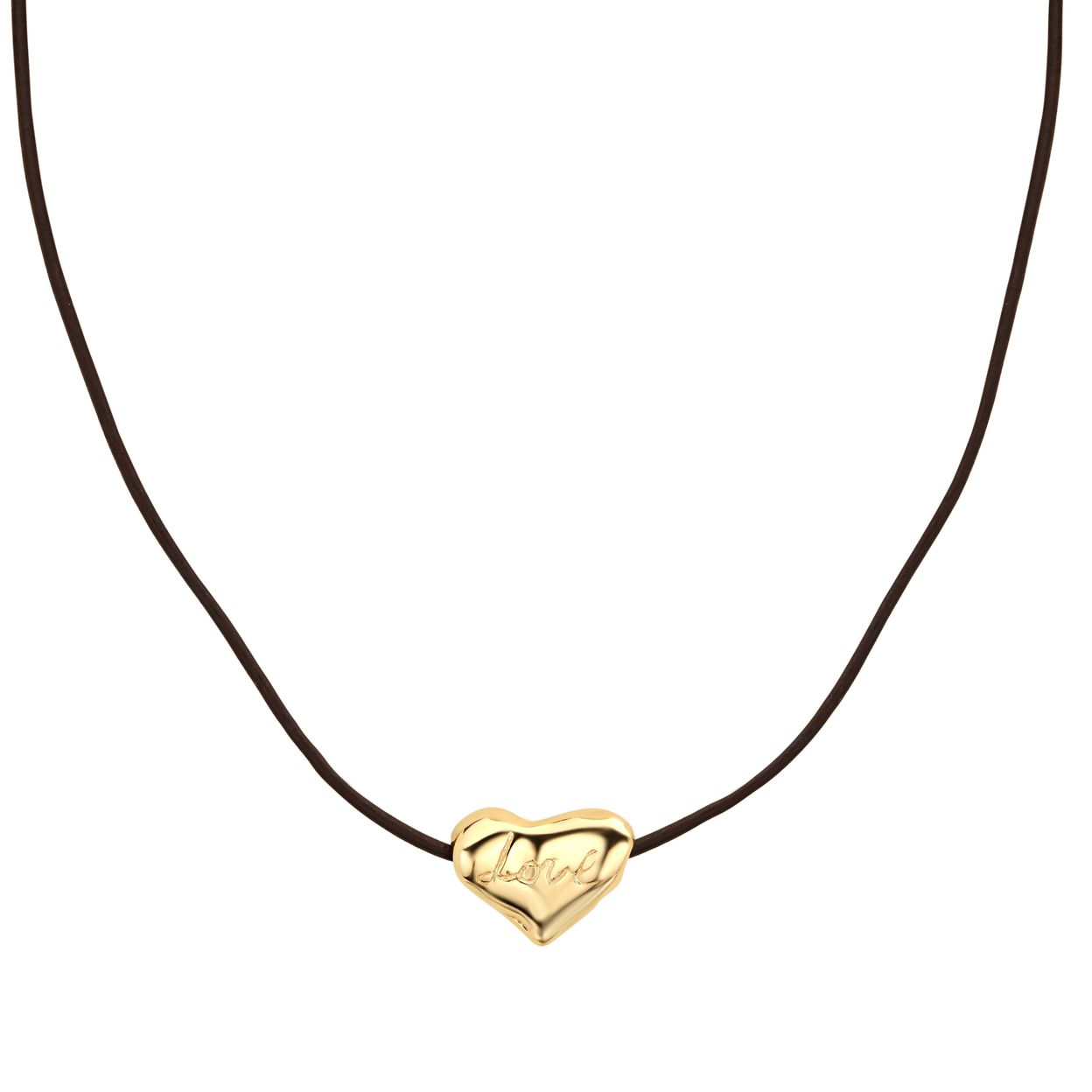 Купить LOVE ALWAYS WINS Чокер на шнурке с сердцем LOVE, позолота
