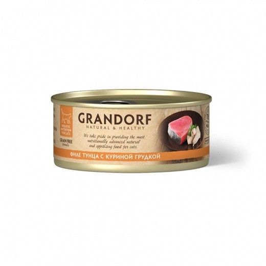 Купить GRANDORF влажный корм для кошек филе тунца с куриной грудкой 70 гр