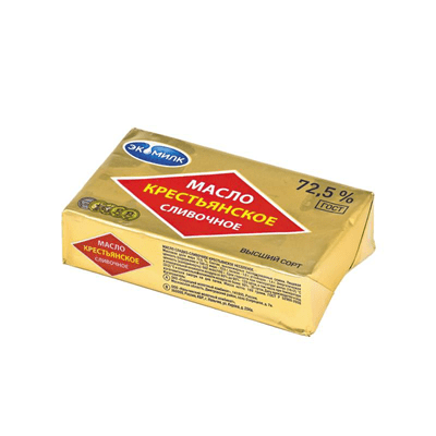 Купить МАСЛО СЛИВОЧНОЕ ЭКОМИЛК КРЕСТЬЯНСКОЕ 72,5% 180 Г. доставка продуктов Тюмень . доставка продуктов в Тюмени . доставка фруктов Тюмень . доставка 