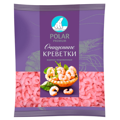 Купить КРЕВЕТКИ ОЧИЩЕННЫЕ POLAR ВАРЕНО-МОРОЖЕНЫЕ 100/200 500 Г . доставка продуктов тюмень . доставка продуктов в тюмени . доставка фруктов тюмень . д