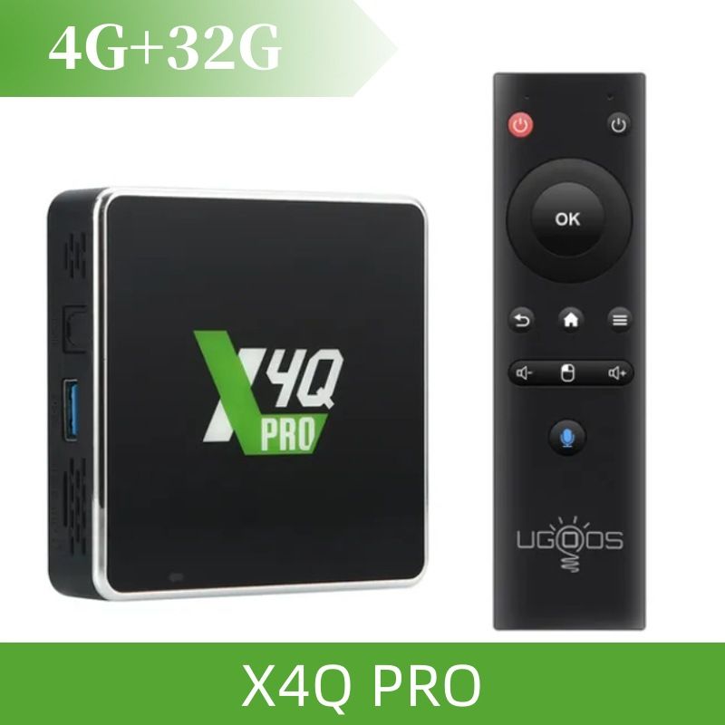 Купить Смарт ТВ Приставка Ugoos X4Q PRO 4/32 Гб Amlogic S905X4 Android 11.0 Пульт C Гироскопом И Голосовым Управлением