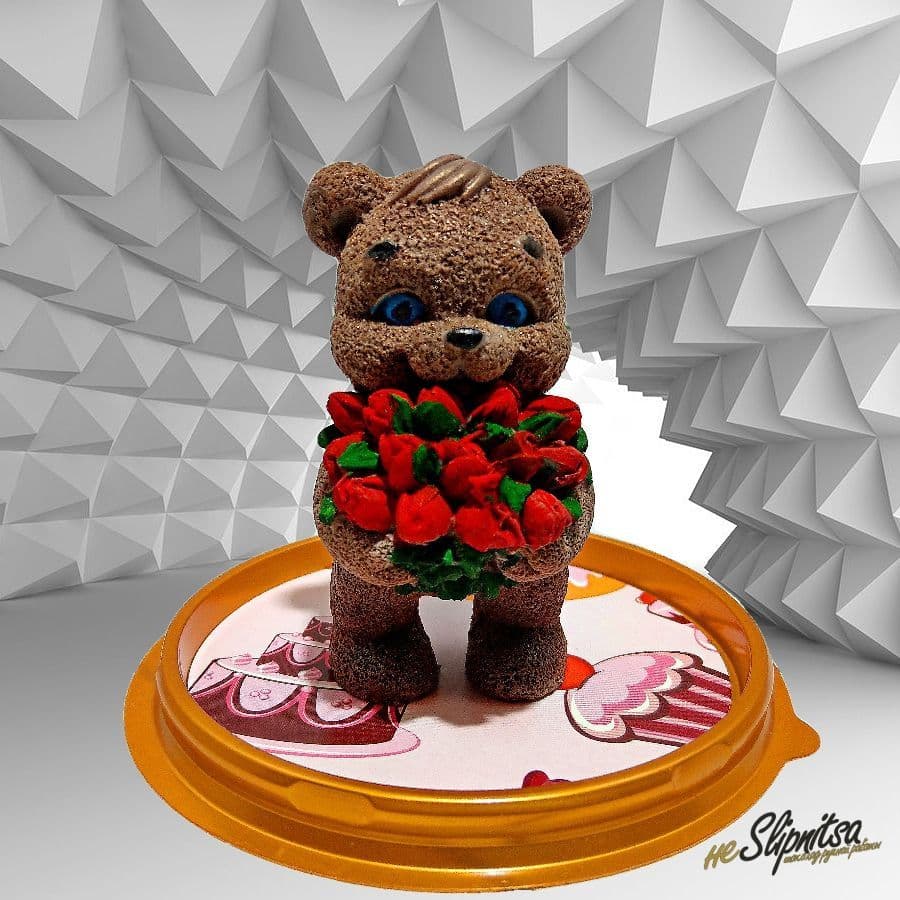 Купить Мишка с тюльпанами 3D