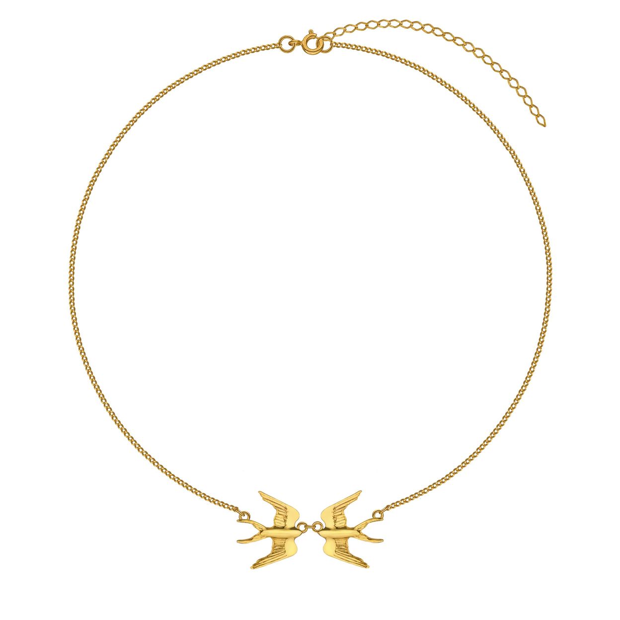 Купить MY SWALLOWS 2.0 Колье с двумя маленькими ласточками, позолота