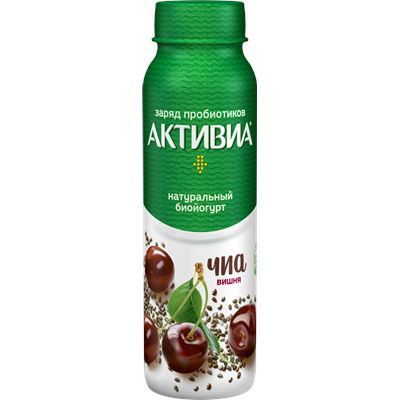 Купить ЙОГУРТ ПИТЬЕВОЙ АКТИВИА С ВИШНЕЙ И СЕМЕНАМИ ЧИА 2,4% 260 Г. доставка продуктов Тюмень . доставка продуктов в Тюмени . доставка фруктов Тюмень .