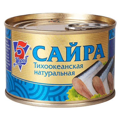 Купить САЙРА 5 МОРЕЙ НАТУРАЛЬНАЯ 250 Г. с доставкой на дом . Доставка продуктов Тюмень , доставка продуктов в Тюмени , dostavka-produktov-tyumen , dos